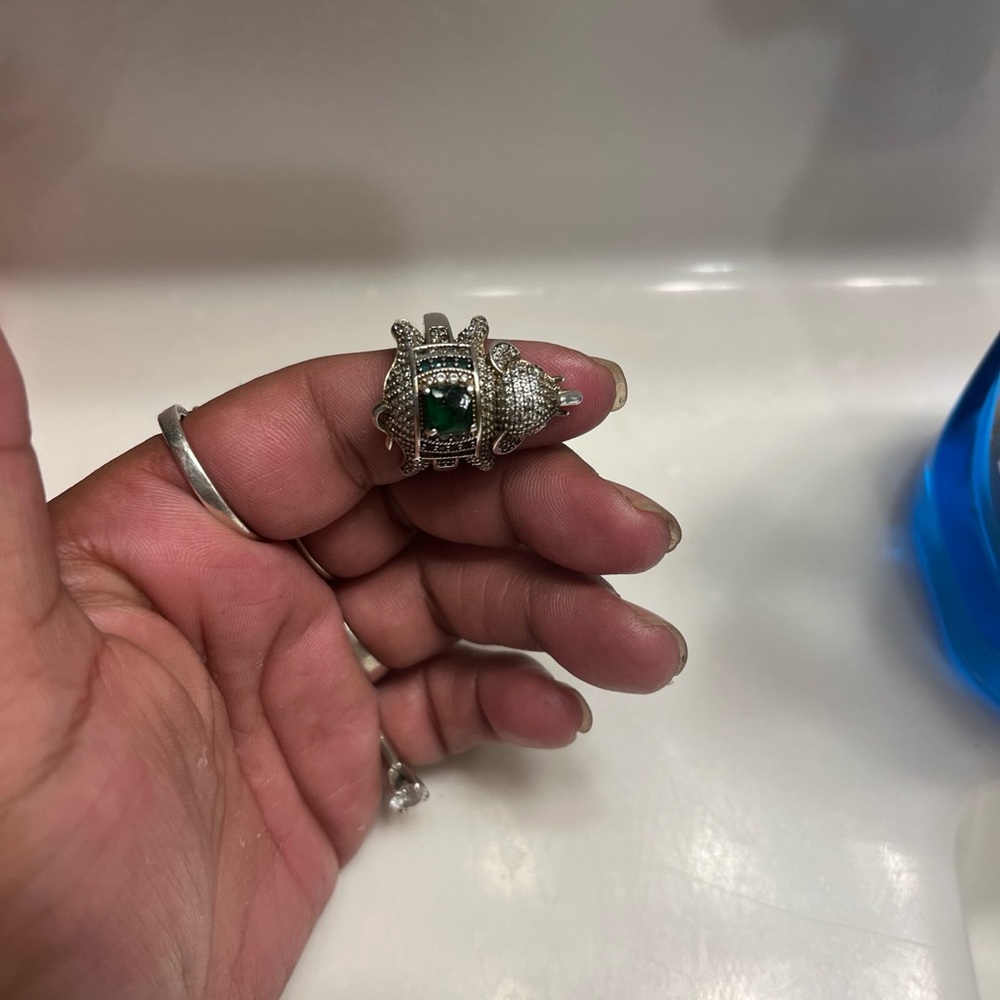 womens solid 925 sterling silver Elephant ring Size 9